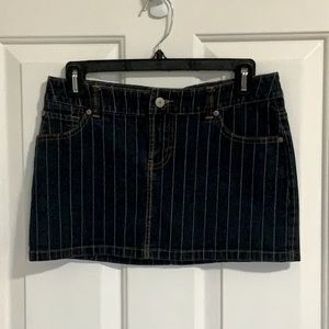 Y2K pinstripe denim blue mini skirt